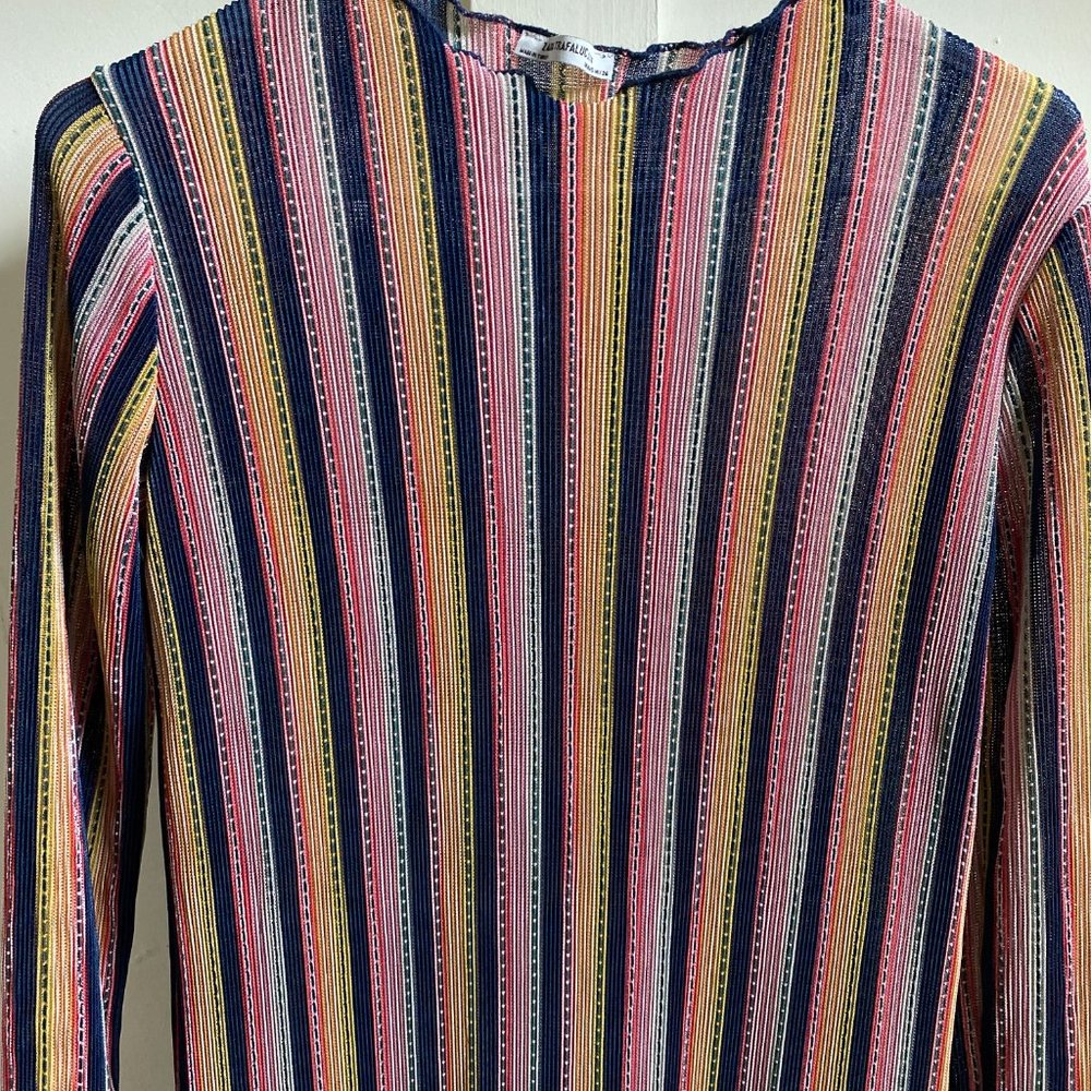 Zara Trafaluc Semi Sheer Colorful Stripe Midi Dress - Picture 2 of 5